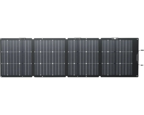 Kit de panneaux solaires pliables avec quatre modules connectés et câbles intégrés.