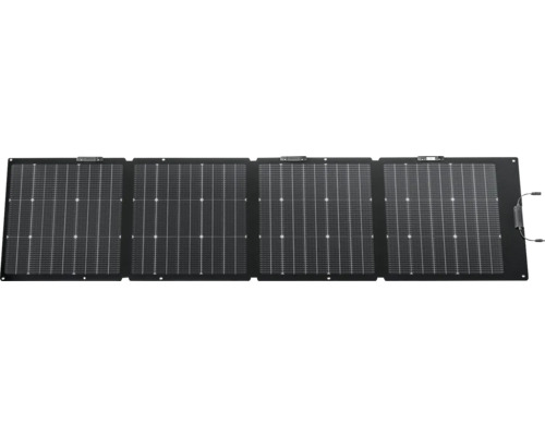 Panneau solaire pliable avec quatre modules monocristallins pour l'alimentation électrique mobile.