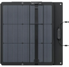 Panneau solaire portable EcoFlow avec câbles de raccordement et œillets de fixation.
