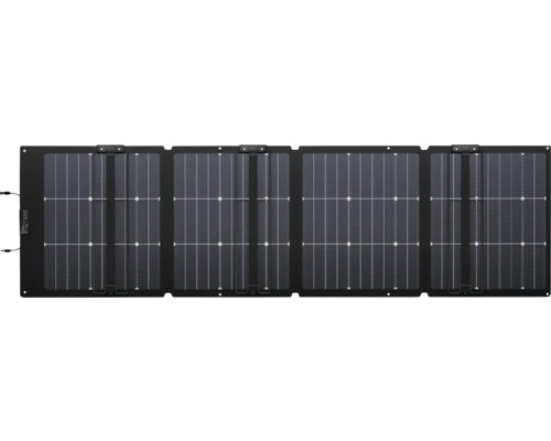 Panneau solaire pliable avec quatre modules et câbles de raccordement intégrés.