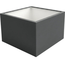 Applique murale carrée moderne en forme de cube en métal anthracite avec intérieur blanc.
