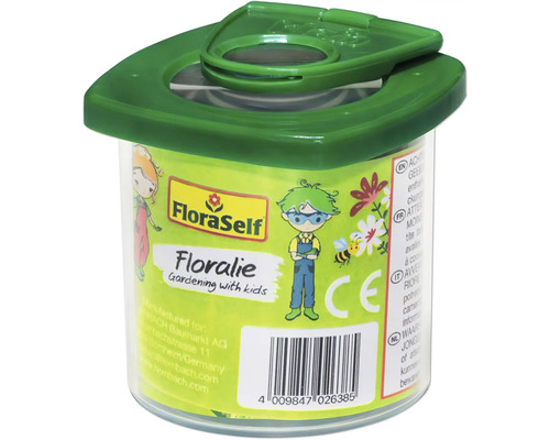 Boîte à loupe FloraSelf Floralie en plastique pour enfants pour l'observation des insectes.