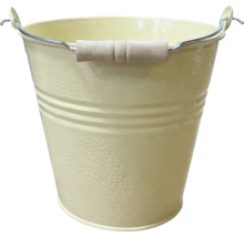 Seau en métal avec anse métallique et poignée en bois