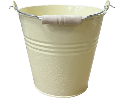 Seau en métal avec anse métallique et poignée en bois