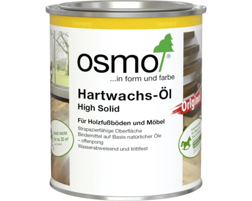 Osmo Hartwachs-Öl High Solid für Holzfußböden und Möbel im Innenbereich, geeignet für Kinderspielzeug, Ergiebigkeit circa 22 Quadratmeter.