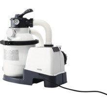 Intex Sandfilteranlage für Swimmingpools mit Filterkessel, Pumpe und Manometer.