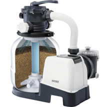 Intex Sandfilteranlage für Pools mit Pumpe und Filterkessel in der Querschnittsansicht.