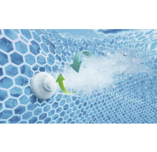 Pool-Einlaufdüse mit Wasserzirkulation und Hydro-Belüftungstechnologie in einem Pool mit Wabenmuster.