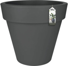 Grand pot de fleurs rond en plastique anthracite avec large rebord et Elho Logo.