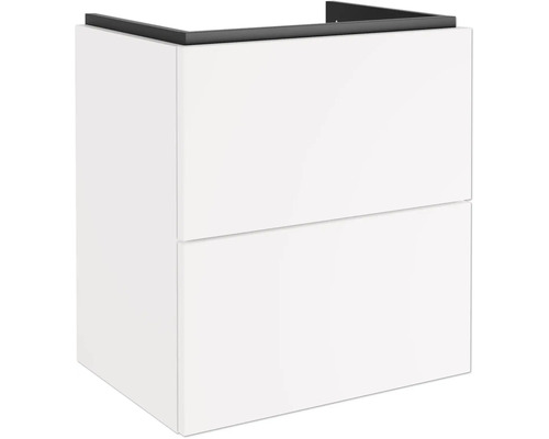 Meuble sous-vasque blanc avec deux tiroirs, design moderne et épuré.