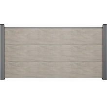 Panneau de clôture de protection avec des lames horizontales aspect bois et un cadre métallique stable.