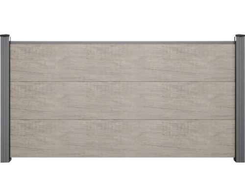 Clôture basse GroJa BasicLine 180 x 90 cm Monument Oak Panneau de clôture de protection avec des lames horizontales aspect bois et un cadre métallique stable.