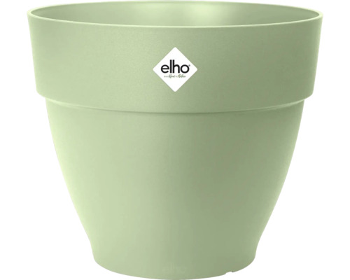Pot de fleurs Elho vert en plastique de forme ronde avec Elho Logo.