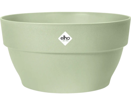 Runde Pflanzschale von Elho aus mattem grünem Kunststoff.
