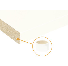 Panneau de particules mélaminé blanc avec bande de chant assortie en rouleau pour la finition des chants.