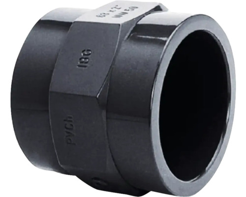 Raccord PVC-U manchon avec hexagone, noir