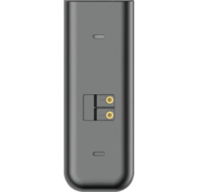 Vue arrière d'un support de montage gris pour interphone avec contacts de connexion et trous de fixation.