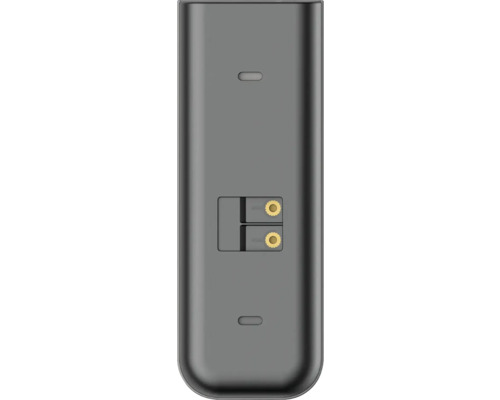 Vue arrière d'un support de montage gris pour interphone avec contacts de connexion et trous de fixation.