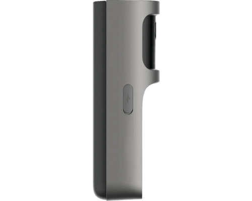 Vue latérale d'une sonnette vidéo avec cache pour port USB.