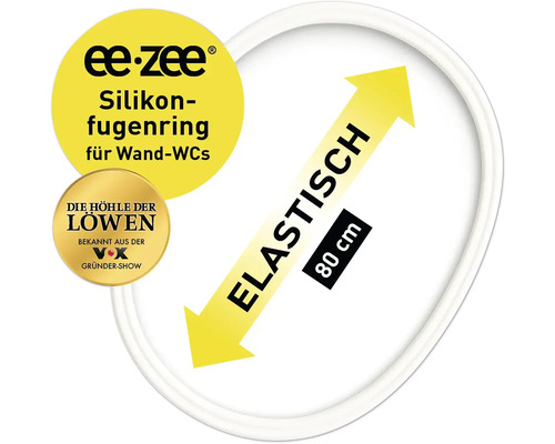 ee-zee Logo, Silikon-Fugenring für Wand-Toiletten, elastisch bis 80 Zentimeter, bekannt aus Die Höhle der Löwen.