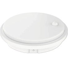 Plafonnier LED rond blanc avec détecteur de mouvement.