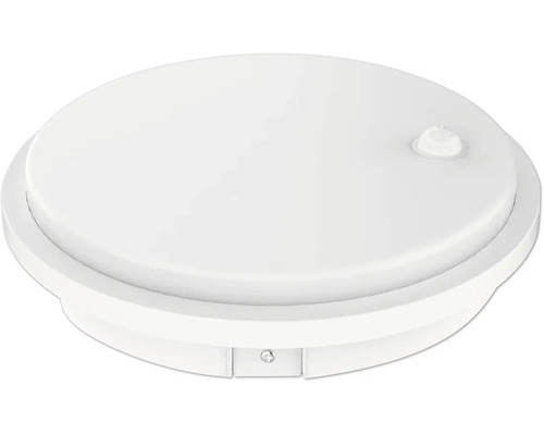 Plafonnier LED rond blanc avec détecteur de mouvement.