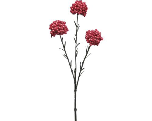 Künstlicher Beerenzweig mit roten Beeren und dunklem Stiel für die Innendekoration.