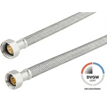 Tuyau de raccordement flexible en tresse en acier inoxydable et DVGW Logo.