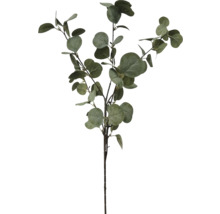 Branche d'eucalyptus artificielle avec plusieurs rameaux et feuilles vertes rondes.