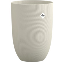 Cache-pot elho de couleur crème en plastique avec une structure ondulée verticale.