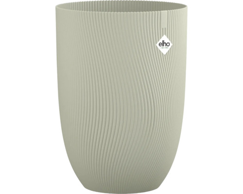 Blumensäule Elho Sereh Kunststoff Ø 39 cm H 53,4 cm skandinavisches grün elho Kunststoff-Blumentopf mit gewellter vertikaler Rippenstruktur und elho Logo.