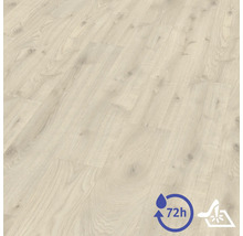 Revêtement de sol stratifié aspect chêne clair, protection contre l'eau pendant 72 heures et résistant à la lumière.