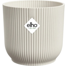 Cache-pot rond Elho Vibes Fold en plastique avec structure à nervures verticales et Elho Logo.