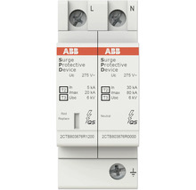 ABB Logo, Überspannungsschutzgerät Typ 2 und 3, 275 Volt, mit Statusanzeige und Anschlussklemmen für Phase, Neutralleiter und Erde.