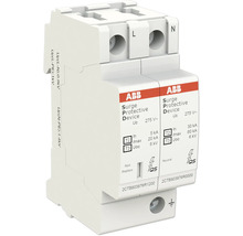 ABB Überspannungsschutzgerät Typ 2 und Typ 3, zweipolig für Phase und Neutralleiter, zur Montage auf der Hutschiene.