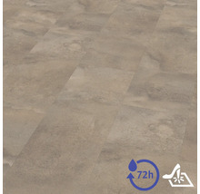 Sol stratifié aspect pierre, protection contre l'eau pendant 72 heures et résistant aux chocs.