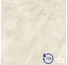 Sol stratifié aspect pierre, résistant à l'eau pendant 72 heures et facile d'entretien.