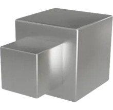Quadratischer Möbelknopf aus Metall in Edelstahl-Optik.