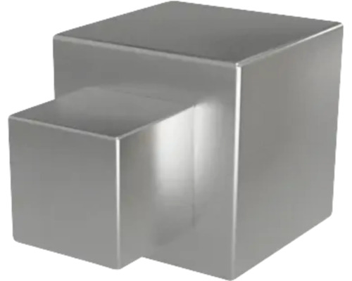 Quadratischer Möbelknopf aus Metall in Edelstahl-Optik.