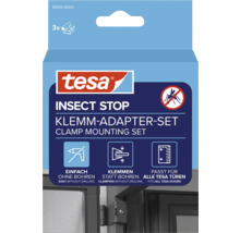 Set d'adaptateurs de serrage tesa Insect Stop pour portes moustiquaires, 3 pièces, montage facile sans perçage.