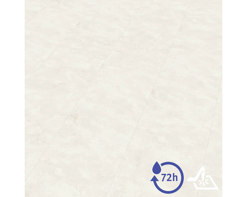 Revêtement de sol aspect marbre, résistant à l'eau jusqu'à 72 heures et antidérapant.