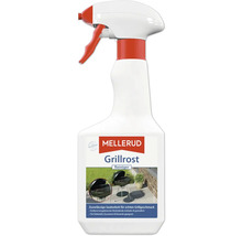 Nettoyant pour grilles de barbecue Mellerud en flacon pulvérisateur pour nettoyer les grilles en acier inoxydable, fonte et céramique.