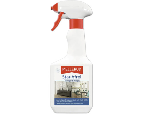 Mellerud nettoyant et soin anti-poussière en flacon pulvérisateur pour surfaces intérieures.