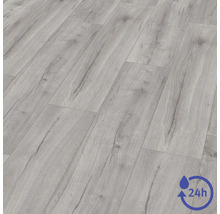 Revêtement de sol stratifié aspect bois avec résistance à l'eau de 24 heures.