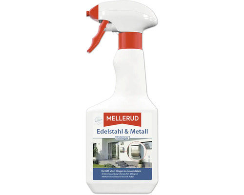 Nettoyant pour acier inoxydable et métal Mellerud en flacon pulvérisateur pour éliminer la saleté, la graisse et la rouille à l'intérieur et à l'extérieur.