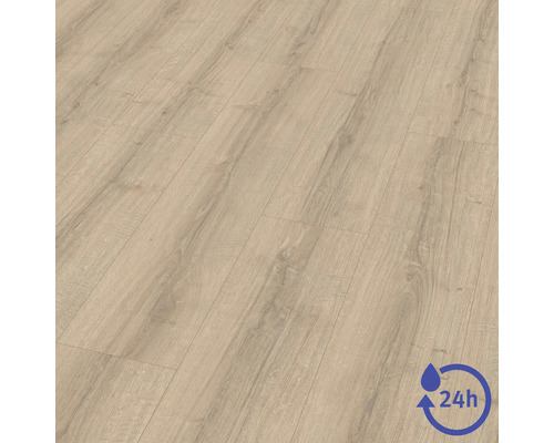 Sol stratifié avec structure en bois et protection contre l'eau pendant 24 heures.