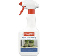 Nettoyant anti-algues et dépôts verts Mellerud en flacon pulvérisateur en matériau recyclé pour le nettoyage des dépôts sur les surfaces extérieures.