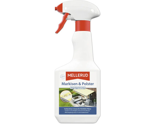 Spray d'imprégnation Mellerud pour stores et rembourrages, protection contre l'humidité, la saleté et les taches.