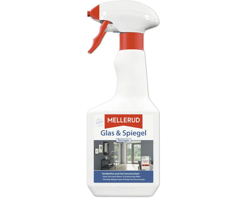 Nettoyant vitres et miroirs Mellerud en flacon pulvérisateur.
