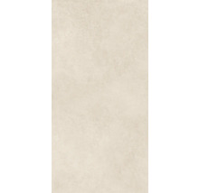 Carreau rectangulaire en grès cérame aspect pierre avec surface structurée, beige clair.